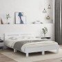 White engineered wood bed frame with headboard 140x190cm by , Beds and slatted bases - Ref: Foro24-3207434, Price: 144,51 €, ...