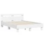 White engineered wood bed frame with headboard 120x190cm by , Beds and slatted bases - Ref: Foro24-3207448, Price: 134,32 €, ...