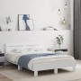 Estructura cama con cabecero madera ingeniería blanco 120x190cm de , Camas y somieres - Ref: Foro24-3207448, Precio: 138,11 €...