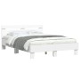 White engineered wood bed frame with headboard 120x190cm by , Beds and slatted bases - Ref: Foro24-3207448, Price: 138,11 €, ...