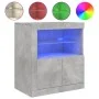Aparador con luces LED gris hormigón 60,5x37x67 cm by , Sideboards - Ref: Foro24-836619, Price: 73,64 €, Discount: %