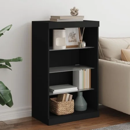 Aparador con luces LED negro 60,5x37x100 cm by , Sideboards - Ref: Foro24-836708, Price: 75,55 €, Discount: %