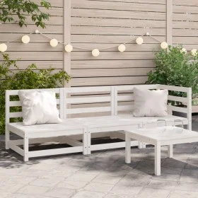 Dreisitziges Massivholz-Gartensofa aus weißer Kiefer von , Modulare Sofas für den Außenbereich - Ref: Foro24-837950, Preis: 1...