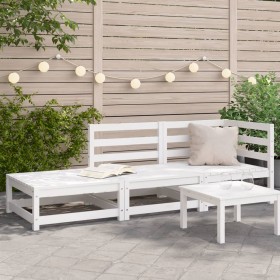 Sofá jardín con reposapiés 2 plazas madera maciza pino blanco