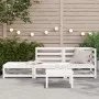 Gartensofa mit Fußhocker, 2-Sitzer, Massivholz aus weißer Kiefer. von , Modulare Sofas für den Außenbereich - Ref: Foro24-837...