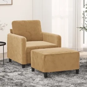 Sillón con taburete terciopelo marrón 60 cm by , Sofas - Ref: Foro24-3201171, Price: 161,69 €, Discount: %