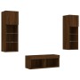 Muebles de TV de pared con luces LED 4 piezas marrón roble de , Muebles TV - Ref: Foro24-3216582, Precio: 149,48 €, Descuento: %