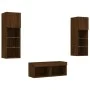 Muebles de TV de pared con luces LED 4 piezas marrón roble by , TV Furniture - Ref: Foro24-3216582, Price: 140,92 €, Discount: %