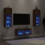 Wand-TV-Möbel mit LED-Lichtern, 4-teilig, Eichenholz in Braun. von , TV-Möbel - Ref: Foro24-3216582, Preis: 144,37 €, Rabatt: %