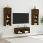 Muebles de TV de pared con luces LED 4 piezas marrón roble by , TV Furniture - Ref: Foro24-3216582, Price: 140,92 €, Discount: %