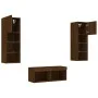 Muebles de TV de pared con luces LED 4 piezas marrón roble by , TV Furniture - Ref: Foro24-3216582, Price: 140,92 €, Discount: %
