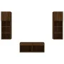 Muebles de TV de pared con luces LED 4 piezas marrón roble by , TV Furniture - Ref: Foro24-3216582, Price: 140,92 €, Discount: %