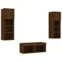 Muebles de TV de pared con luces LED 4 piezas marrón roble by , TV Furniture - Ref: Foro24-3216582, Price: 140,92 €, Discount: %