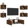 Muebles de TV de pared con luces LED 5 piezas marrón roble by , TV Furniture - Ref: Foro24-3216866, Price: 158,07 €, Discount: %