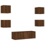 Muebles de TV de pared con luces LED 5 piezas marrón roble de , Muebles TV - Ref: Foro24-3216866, Precio: 162,08 €, Descuento: %