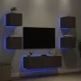 Muebles de TV de pared con luces LED 5 piezas marrón roble by , TV Furniture - Ref: Foro24-3216866, Price: 158,07 €, Discount: %
