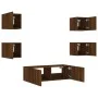 Muebles de TV de pared con luces LED 5 piezas marrón roble by , TV Furniture - Ref: Foro24-3216866, Price: 158,07 €, Discount: %