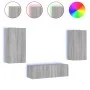 Muebles de TV de pared con luces LED 3 piezas gris Sonoma by , TV Furniture - Ref: Foro24-3216879, Price: 177,27 €, Discount: %