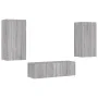 Muebles de TV de pared con luces LED 3 piezas gris Sonoma by , TV Furniture - Ref: Foro24-3216879, Price: 177,27 €, Discount: %
