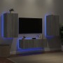 Muebles de TV de pared con luces LED 3 piezas gris Sonoma de , Muebles TV - Ref: Foro24-3216879, Precio: 182,09 €, Descuento: %