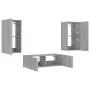 Muebles de TV de pared con luces LED 3 piezas gris Sonoma by , TV Furniture - Ref: Foro24-3216879, Price: 177,27 €, Discount: %
