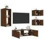 Muebles de TV de pared con luces LED 4 piezas marrón roble de , Muebles TV - Ref: Foro24-3216887, Precio: 162,32 €, Descuento: %
