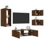 Wand-TV-Möbel mit LED-Lichtern, 4-teilig, Eichenholz in Braun. von , TV-Möbel - Ref: Foro24-3216887, Preis: 166,74 €, Rabatt: %