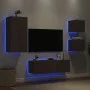 Muebles de TV de pared con luces LED 4 piezas marrón roble de , Muebles TV - Ref: Foro24-3216887, Precio: 162,32 €, Descuento: %