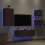 Wand-TV-Möbel mit LED-Lichtern, 4-teilig, Eichenholz in Braun. von , TV-Möbel - Ref: Foro24-3216887, Preis: 166,74 €, Rabatt: %