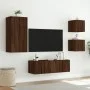 Muebles de TV de pared con luces LED 4 piezas marrón roble de , Muebles TV - Ref: Foro24-3216887, Precio: 162,32 €, Descuento: %