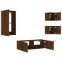 Muebles de TV de pared con luces LED 4 piezas marrón roble de , Muebles TV - Ref: Foro24-3216887, Precio: 162,32 €, Descuento: %