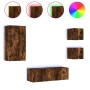 Muebles de TV de pared con luces LED 4 piezas roble ahumado de , Muebles TV - Ref: Foro24-3216885, Precio: 168,92 €, Descuent...