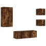 Muebles de TV de pared con luces LED 4 piezas roble ahumado de , Muebles TV - Ref: Foro24-3216885, Precio: 168,92 €, Descuent...