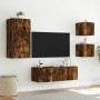 Muebles de TV de pared con luces LED 4 piezas roble ahumado de , Muebles TV - Ref: Foro24-3216885, Precio: 168,92 €, Descuent...