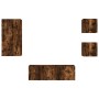 Muebles de TV de pared con luces LED 4 piezas roble ahumado de , Muebles TV - Ref: Foro24-3216885, Precio: 168,92 €, Descuent...