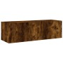 Muebles de TV de pared con luces LED 4 piezas roble ahumado de , Muebles TV - Ref: Foro24-3216885, Precio: 168,92 €, Descuent...