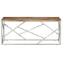 Mesa de centro acero inox plateado y madera maciza reciclada de , Mesas de centro - Ref: Foro24-349944, Precio: 81,20 €, Desc...