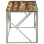 Beistelltisch aus Edelstahl in Silber und recyceltem Massivholz. von , Couchtisch - Ref: Foro24-349944, Preis: 79,93 €, Rabat...