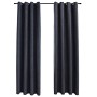 Cortinas opacas con aros de metal 2 piezas antracita 140x175 cm