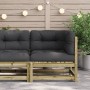 Sofá esquinero de jardín con cojines madera de pino impregnada by , Modular outdoor sofas - Ref: Foro24-838068, Price: 98,14 ...