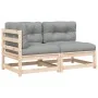 Zweisitzer-Gartensofa mit massivem Kiefernholz und Kissen. von , Modulare Sofas für den Außenbereich - Ref: Foro24-838118, Pr...