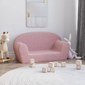 Sofá para niños de 2 plazas felpa suave rosa