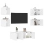 Wand-TV-Möbel mit LED-Beleuchtung, 6-teilig, aus weißem Ingenieurholz. von , TV-Möbel - Ref: Foro24-3216811, Preis: 178,67 €,...