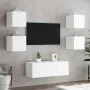 Muebles de TV de pared con LED 6 pzas madera ingeniería blanco by , TV Furniture - Ref: Foro24-3216811, Price: 176,39 €, Disc...