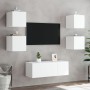 Wand-TV-Möbel mit LED-Beleuchtung, 6-teilig, aus weißem Ingenieurholz. von , TV-Möbel - Ref: Foro24-3216811, Preis: 178,67 €,...