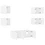 Muebles de TV de pared con LED 6 pzas madera ingeniería blanco by , TV Furniture - Ref: Foro24-3216811, Price: 176,39 €, Disc...