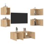 Muebles TV pared con LED 6 pzas madera ingeniería roble Sonoma by , TV Furniture - Ref: Foro24-3216813, Price: 170,61 €, Disc...