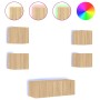 Muebles TV pared con LED 6 pzas madera ingeniería roble Sonoma by , TV Furniture - Ref: Foro24-3216813, Price: 170,61 €, Disc...