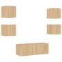 Muebles TV pared con LED 6 pzas madera ingeniería roble Sonoma by , TV Furniture - Ref: Foro24-3216813, Price: 170,61 €, Disc...