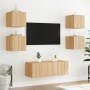 Muebles TV pared con LED 6 pzas madera ingeniería roble Sonoma by , TV Furniture - Ref: Foro24-3216813, Price: 170,61 €, Disc...